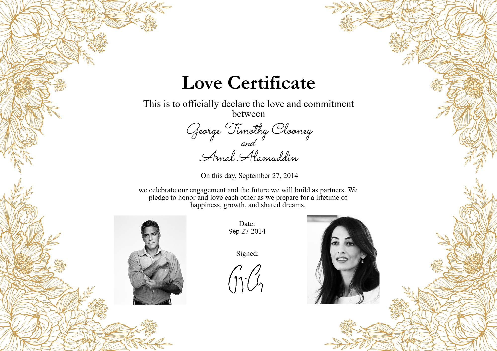 Portrait of Amal Clooney and George Clooney together