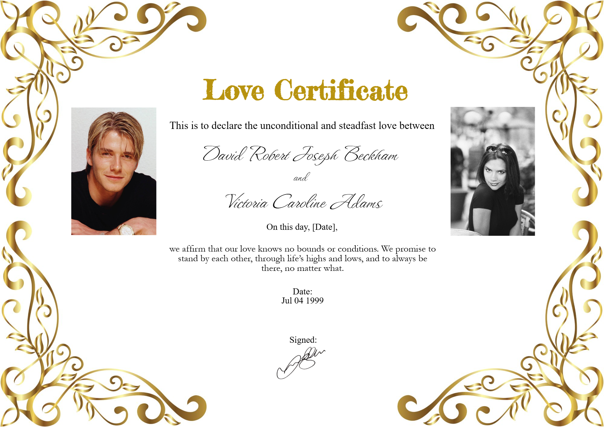 David and Victoria Beckham posing together