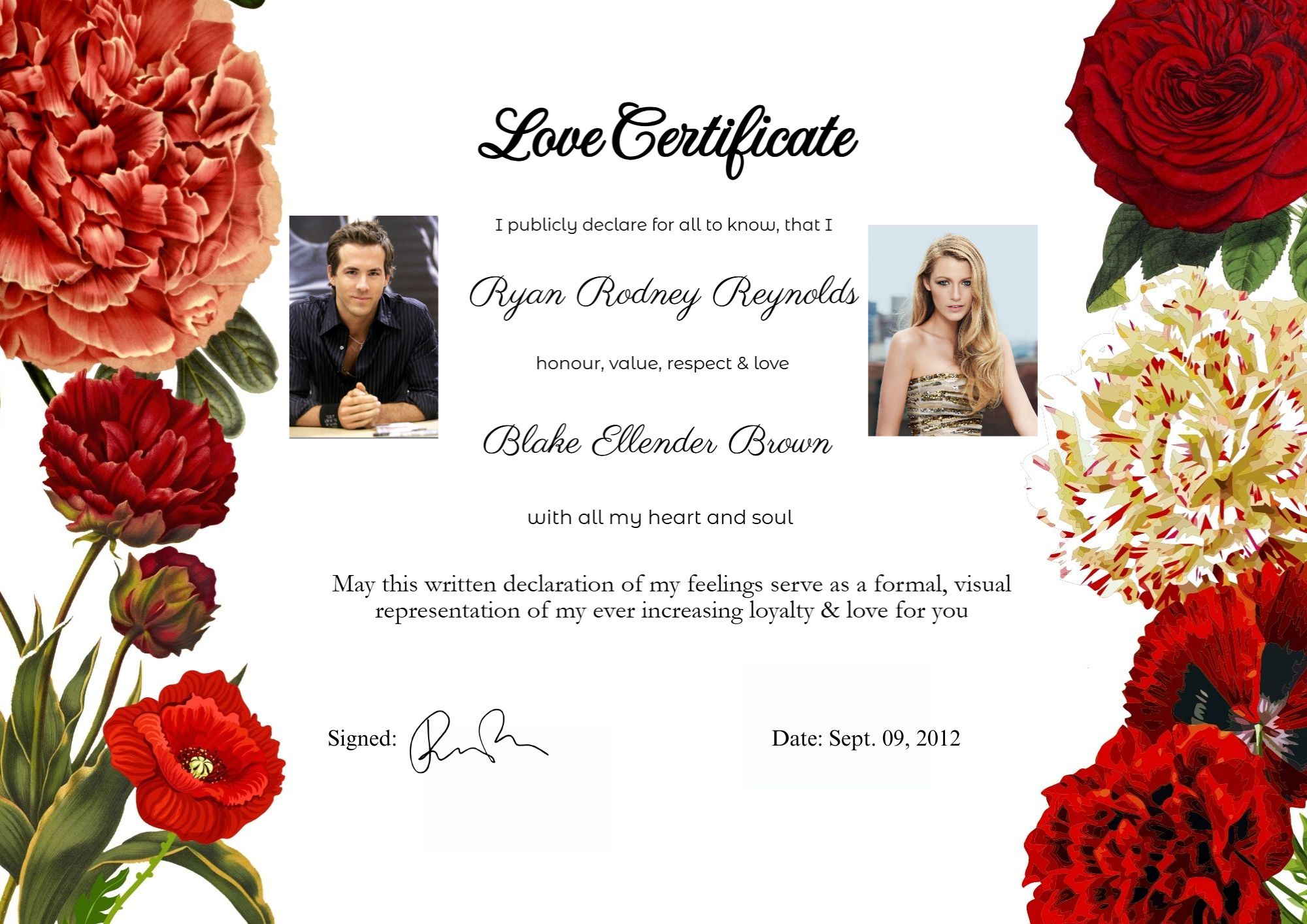 Hollywood couple Ryan Reynolds and Blake Lively posing for photos