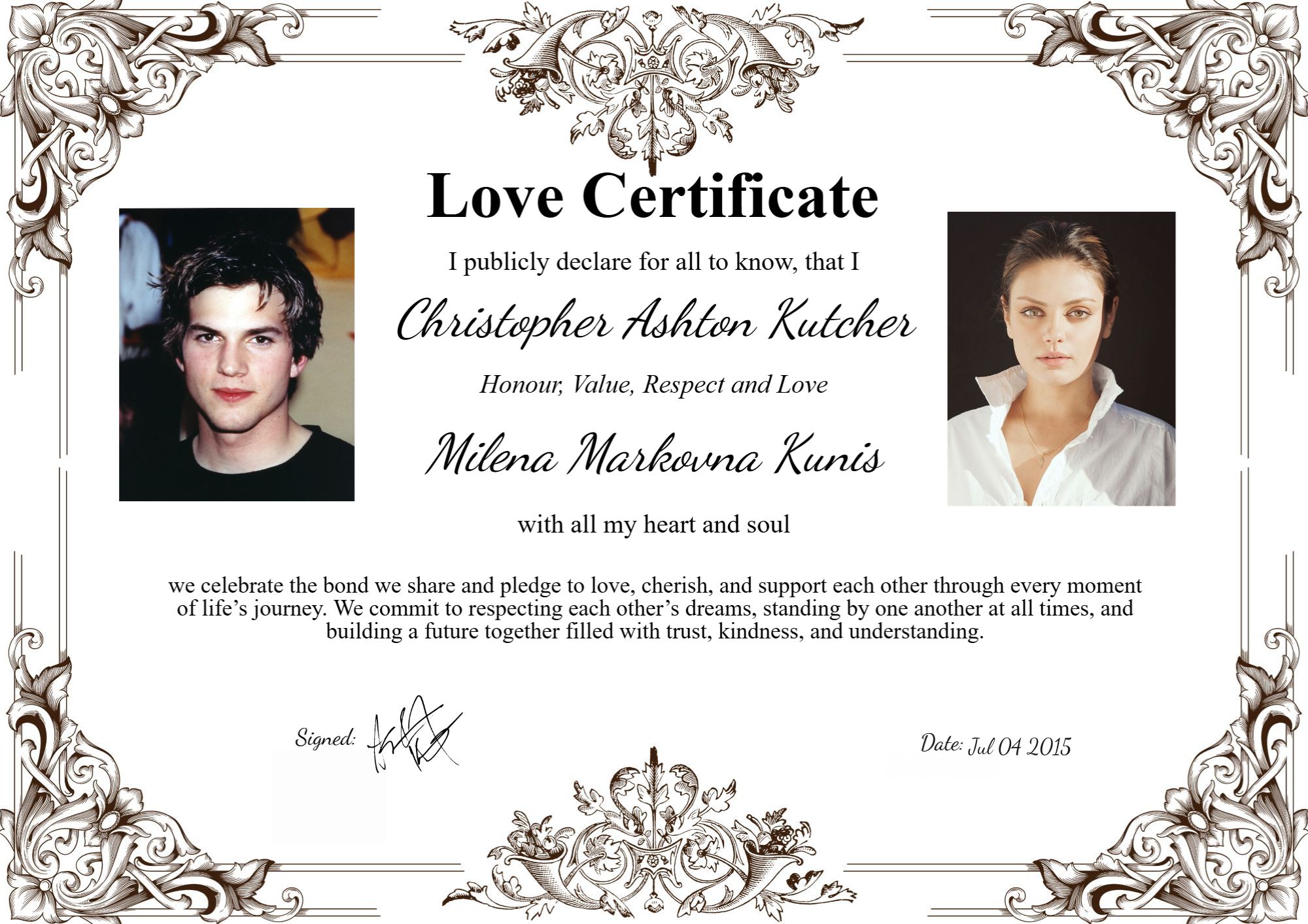 Hollywood actors Ashton Kutcher and Mila Kunis attending a public event